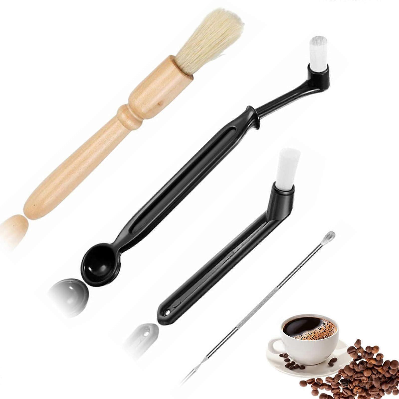 Coffee Machine Cleaning Brush Set 4 Pcs with MultiSize Heads for Grinder and Maker Deep Cleaning