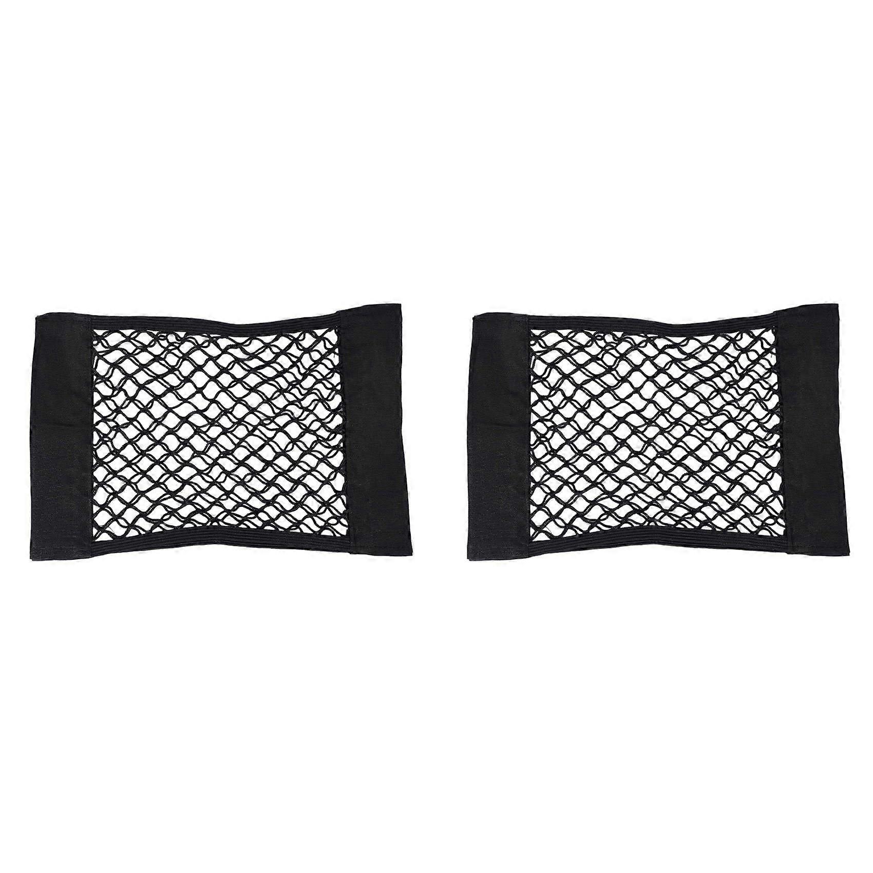 2X Car Trunk Organizer Dual Layer Elastic Mesh with Secure Fit Side Net Pocket