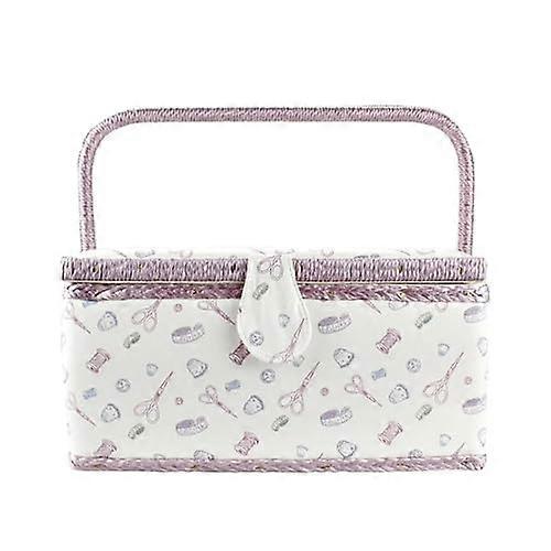 Sewing Box with Multiple Compartments and Secure Lock Closure, Large Capacity Basket for Adults