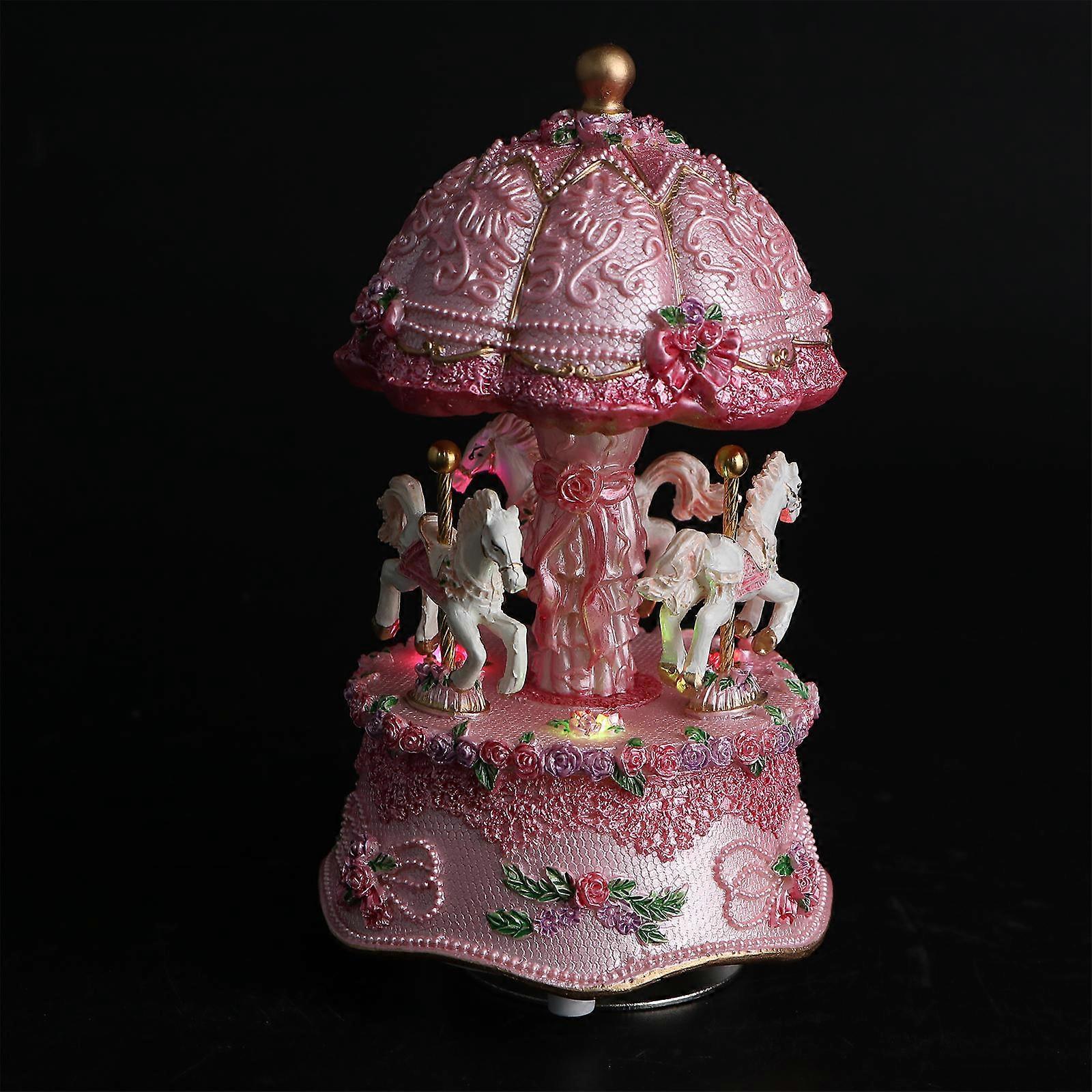 Lekekarusellspillboks roterende lysende LED-lys 1 stk rosa