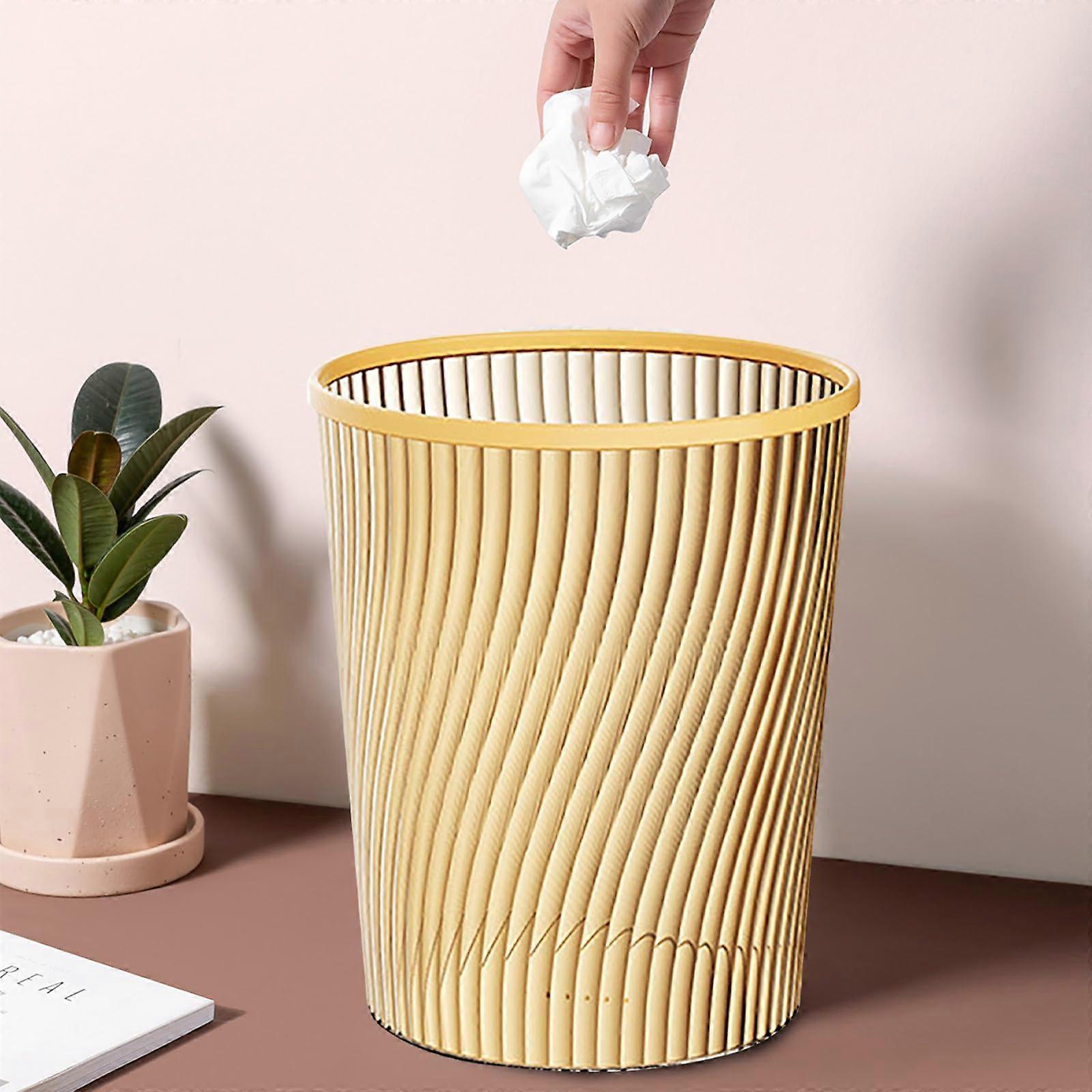 Gold Bathroom Trash Can with Stylish Translucent Design, Large Capacity Decorative Waste Bin