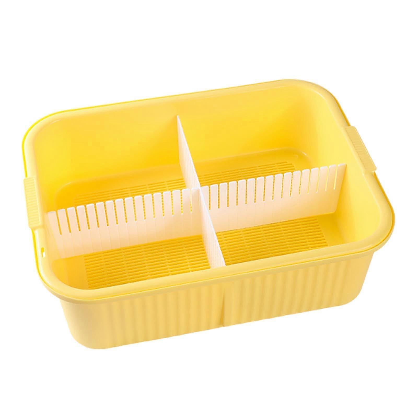 Large Turtle Tank with Drainage System, Spacious Reptile Habitat with Isolation Divider, Yellow