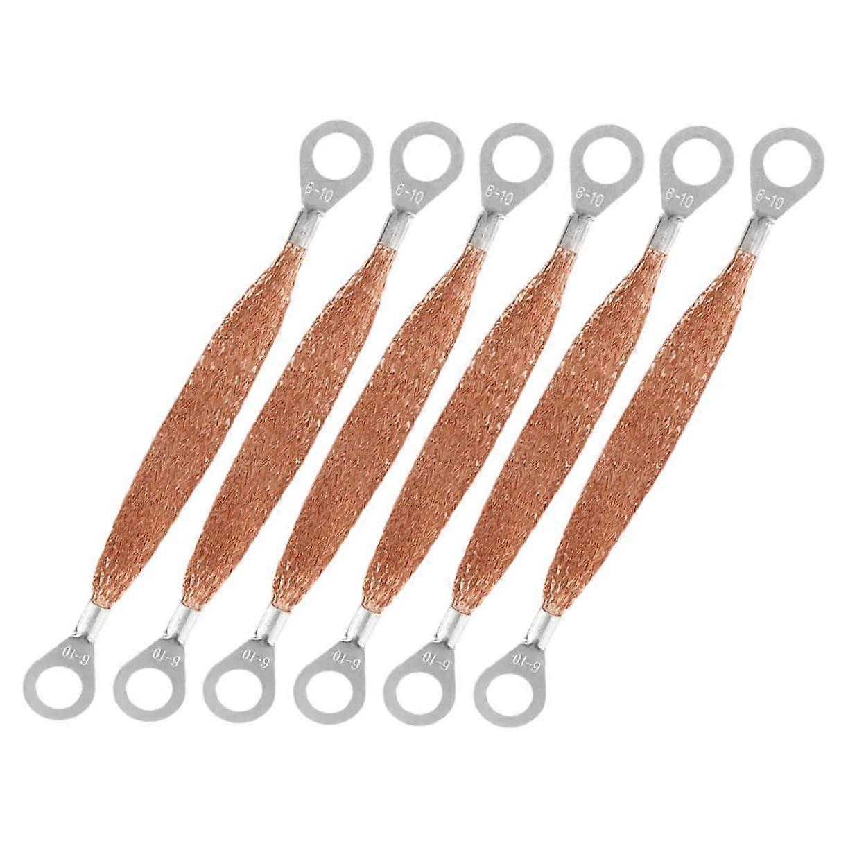 6pcs Flexible Copper Automotive Grounding Straps  Conductivity Flat Braided with Flange