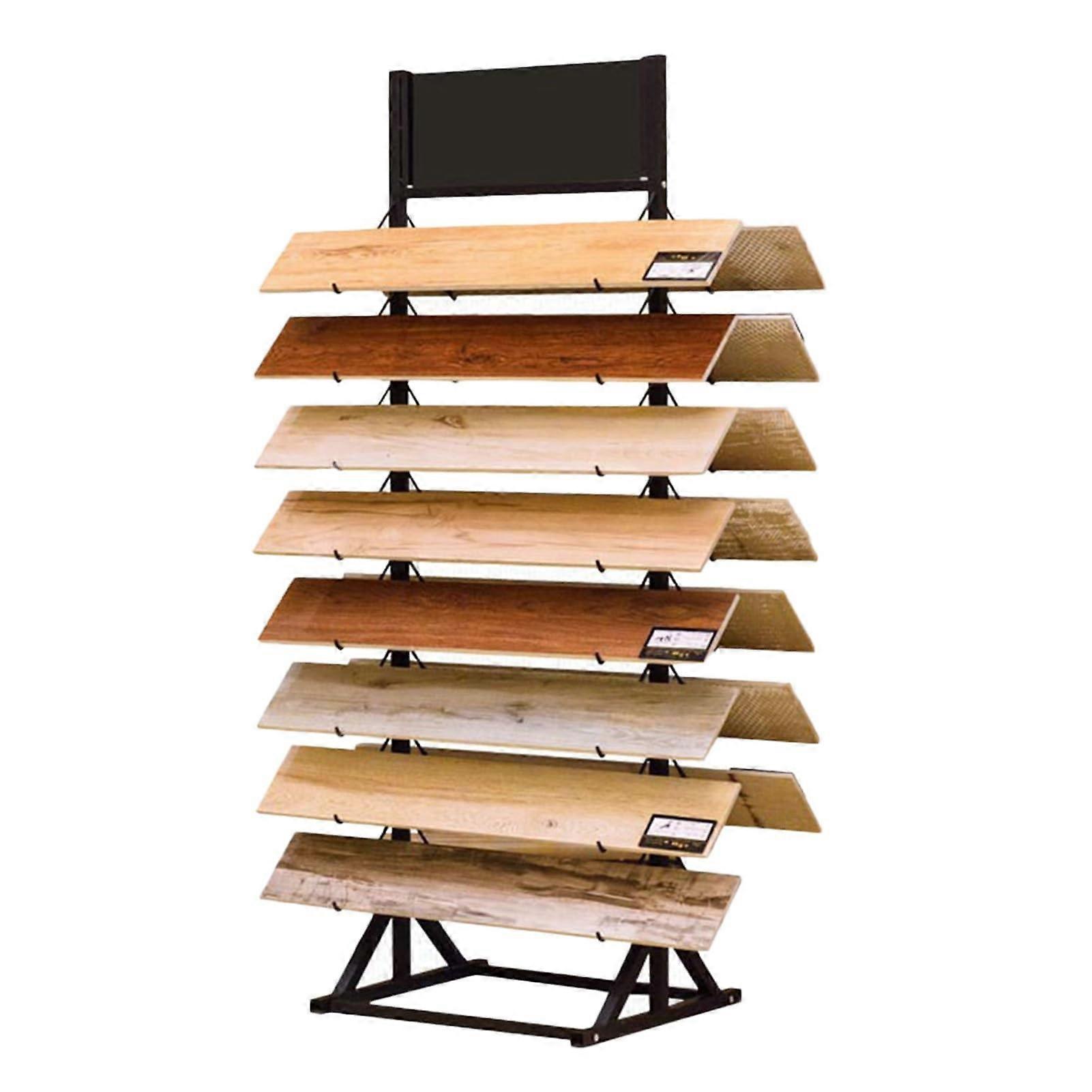 Black Steel Tile Display Rack with SpaceSaving Vertical Design and Stable Base, Style 2