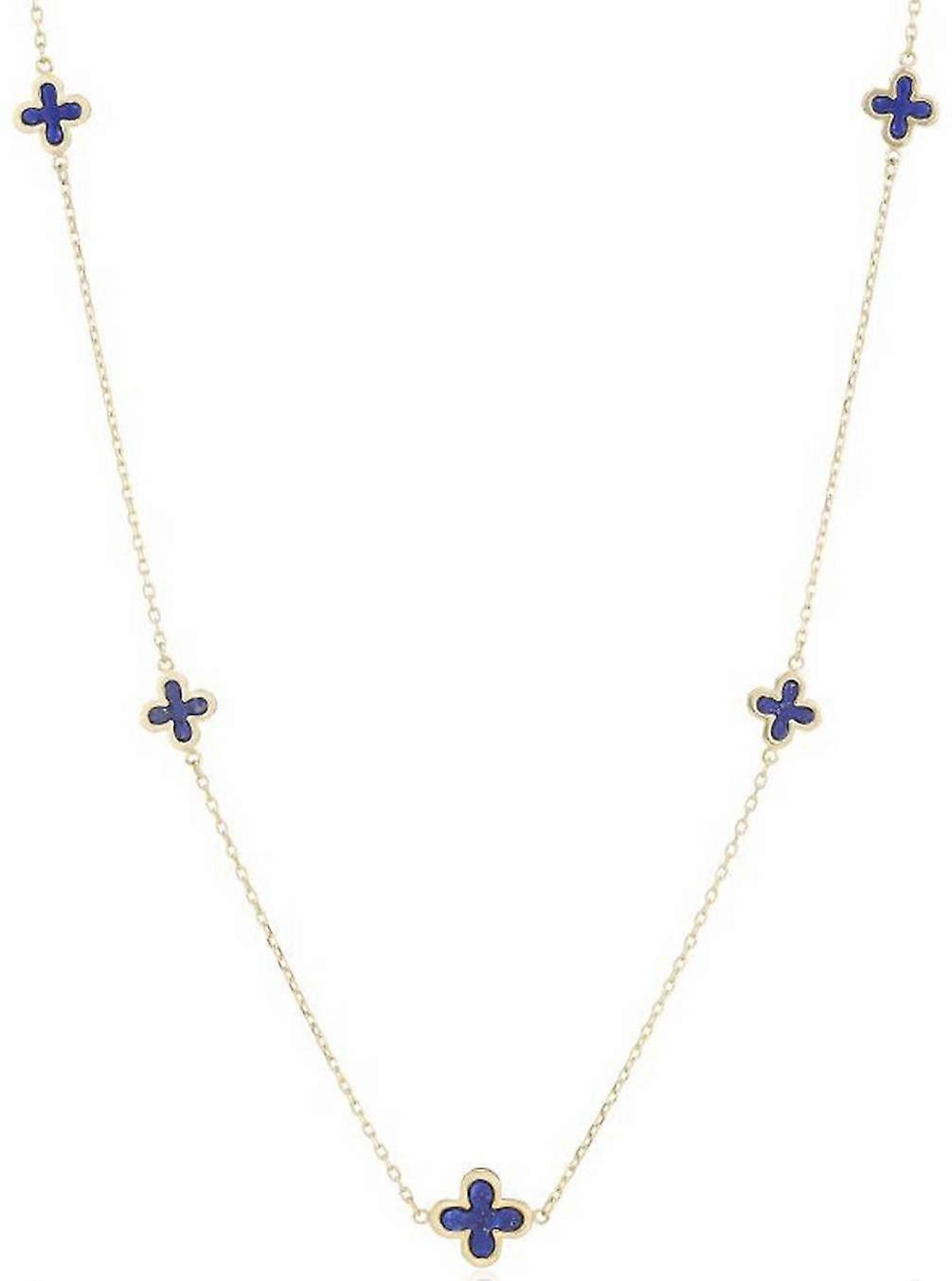 Mark Milton Five Lapis Flower Necklace - Yellow Gold/Blue