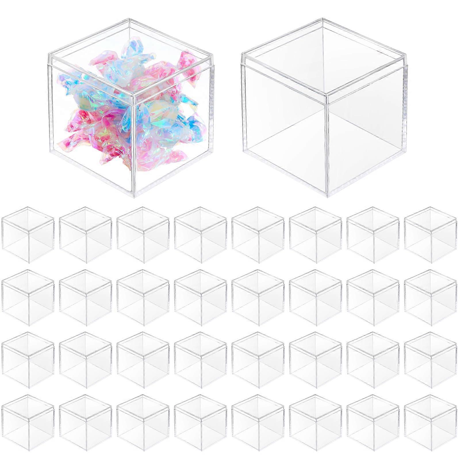 40 Pack Clear Acrylic Storage Boxes with Lids, Stackable Mini Cube Organizer for Jewelry and Crafts