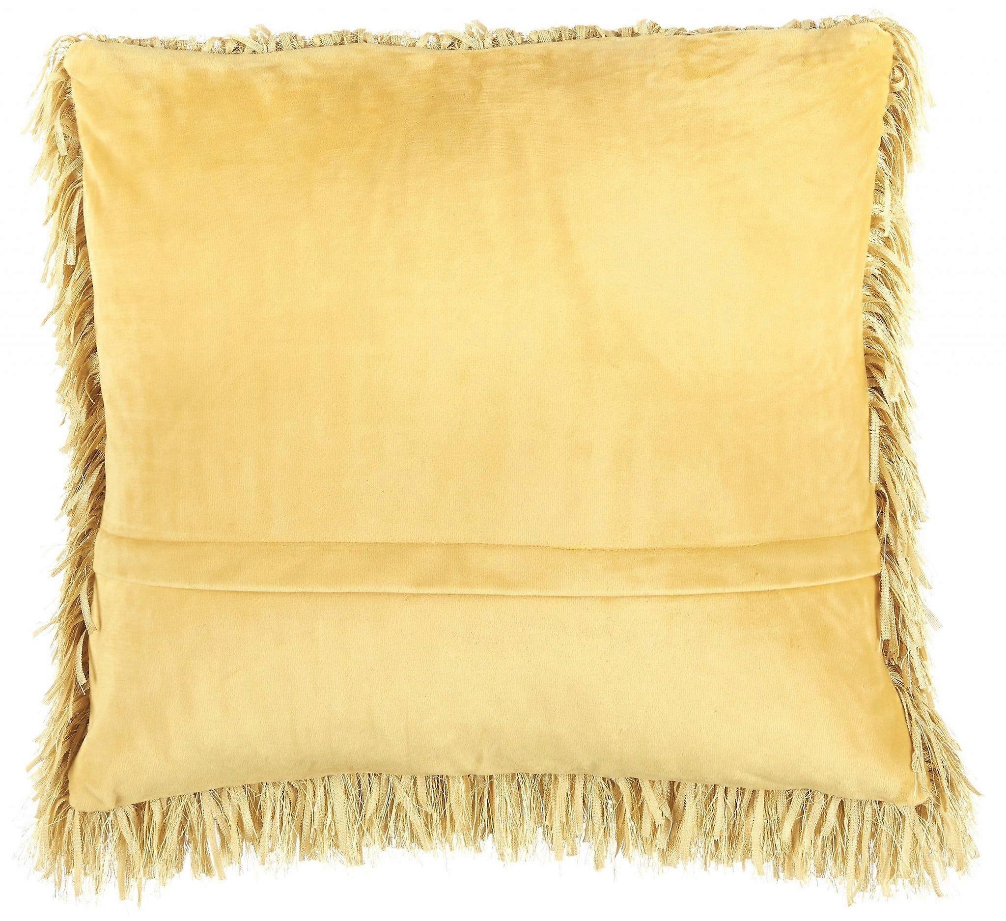 Square Yellow Shag Throw Pillow