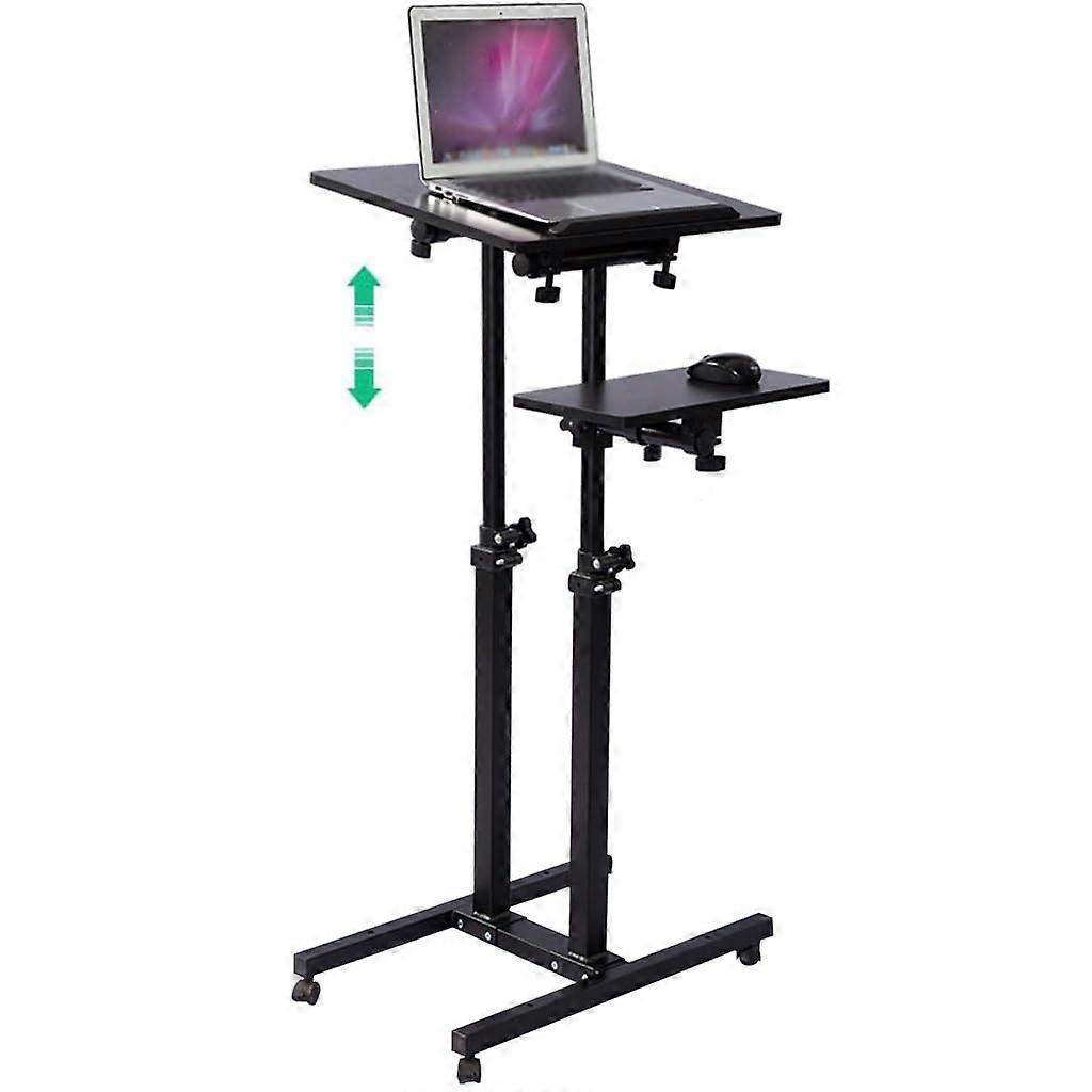 Adjustable Standing Desk with Tiltable Laptop Surface, Lockable Wheels, SpaceSaving Frame, Easy Setup (Black, 60x40x120cm)
