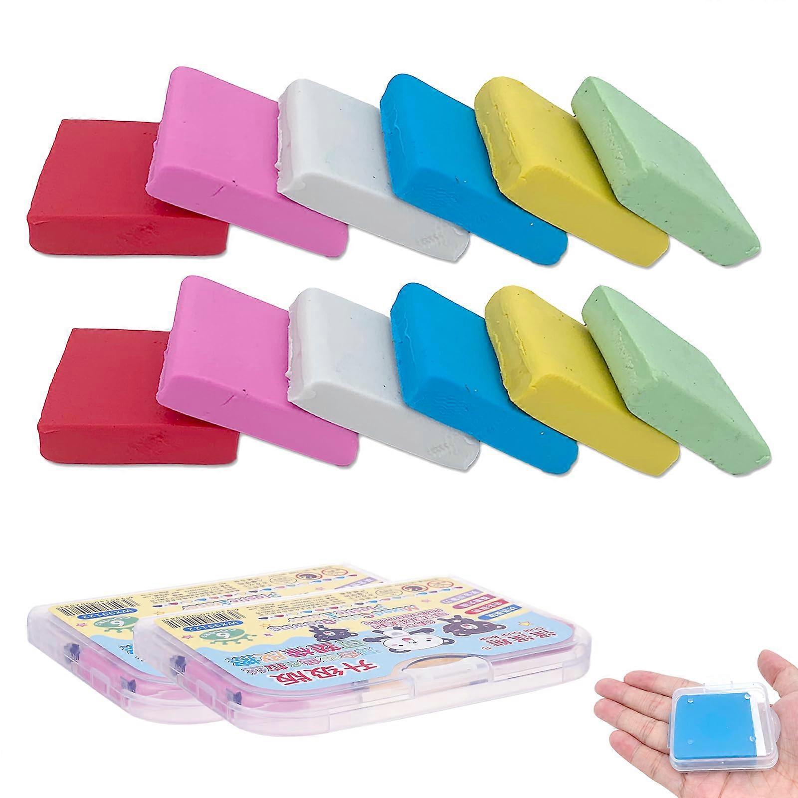 Kneaded Eraser Set 12 Pack Soft Kneadable Art Erasers 6 Colors with 2 Storage Boxes for Drawing
