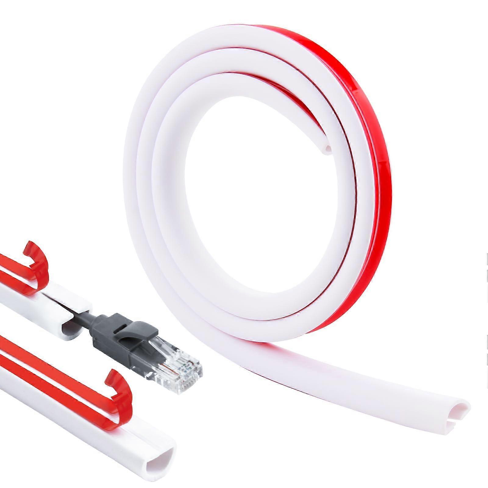Self Adhesive Cable Trunking 1m Wall Cable Cover TV Cable Hider Quick Access Clean White Finish