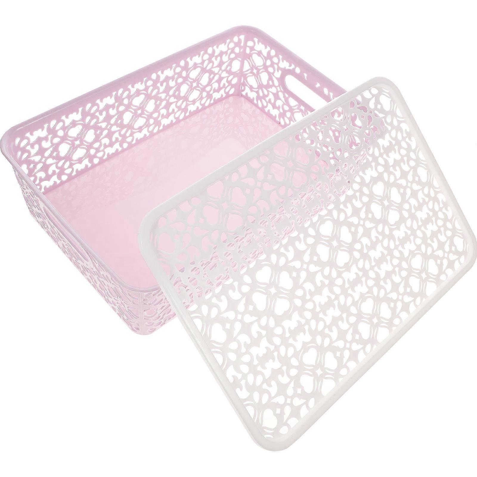 Purple Plastic Storage Basket for Storage 1 Stackable Hollow Out Box