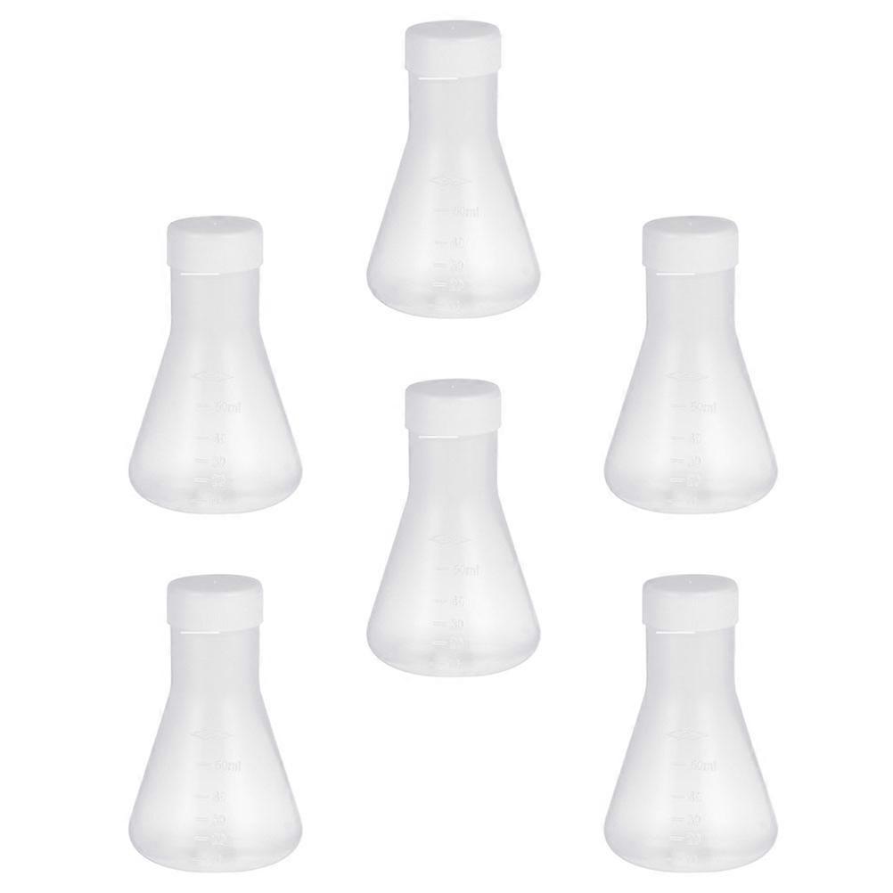 Transparent Plastic Flask for Experiment Professional Erlenmeyer Flask 6Pcs