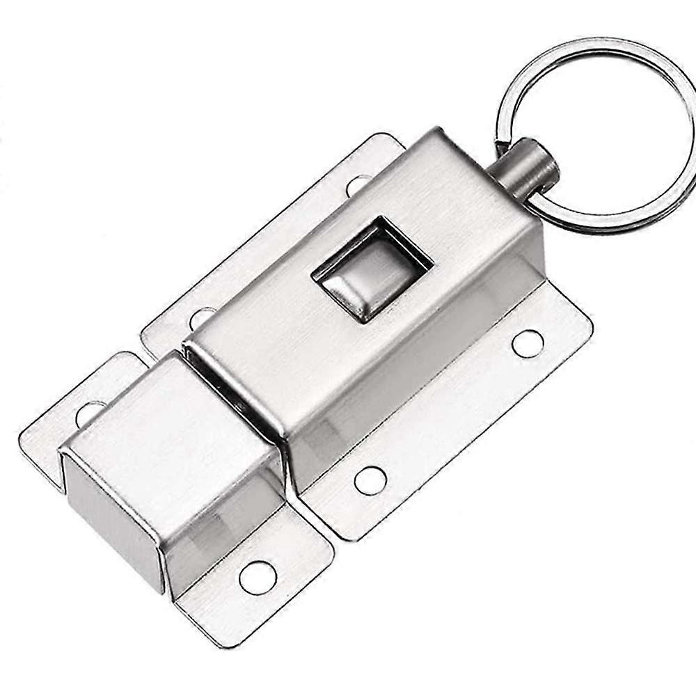 Stainless Steel Gate Latch with Ring Pull, Spring Loaded Barrel Bolt for Automatic Sliding Lock