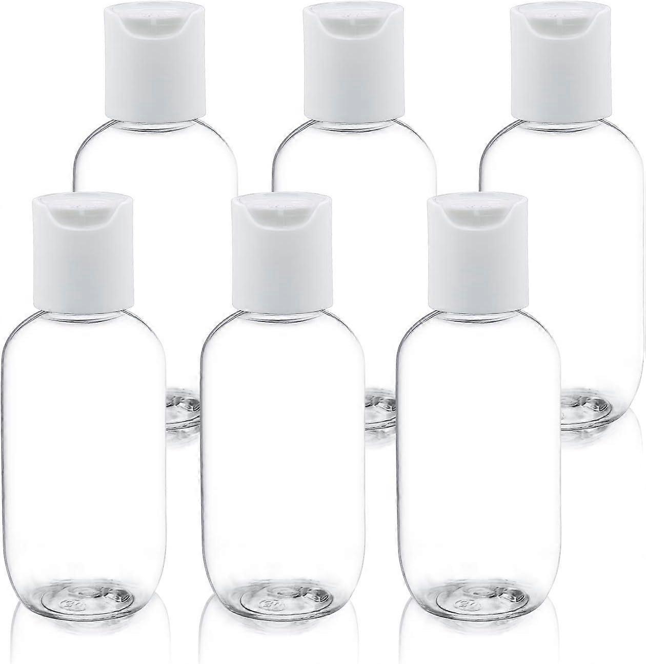 60ml / 2oz Empty Plastic Refillable Essentials Bottles with Disc Top Flip Cap - 6 Pack