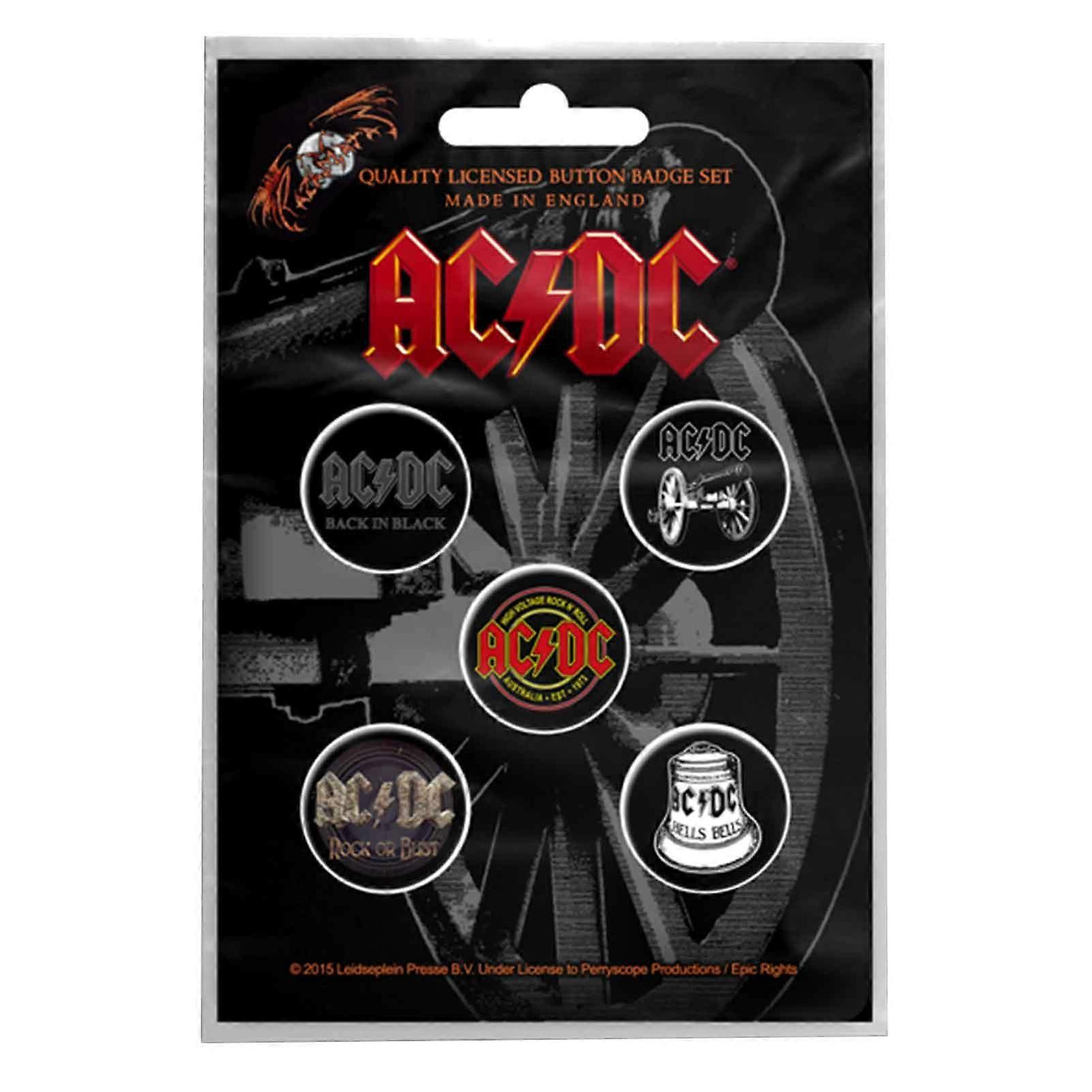 AC/DC Abums 5 x Pin Button Badge Pack