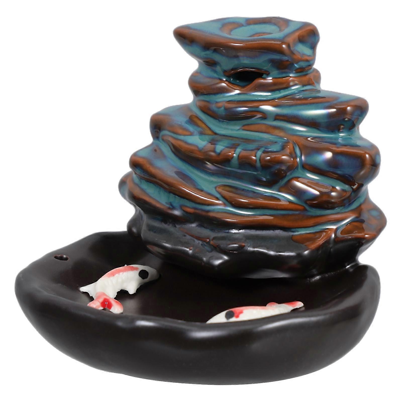 Ceramic Waterfall Incense Burner Backflow Function for Decoration