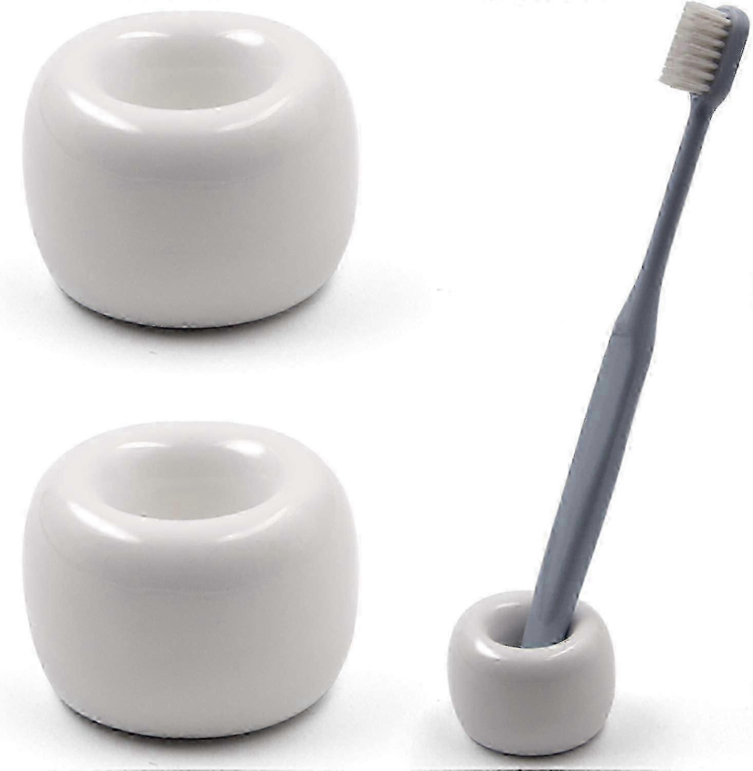 Ceramic Bathroom Mini Toothbrush Holder 2pcs--white
