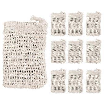 10 Pack Natural Sisal Soap Bag Exfoliating Soap Saver Pouch Holder