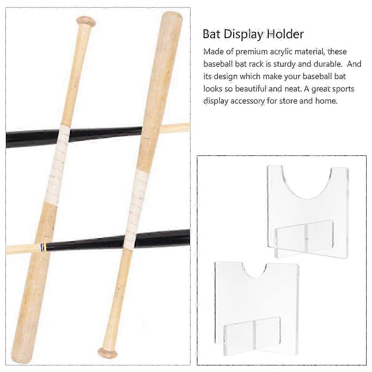 Acrylic Baseball Bat Display Holder Rack, 2Pcs, Transparent
