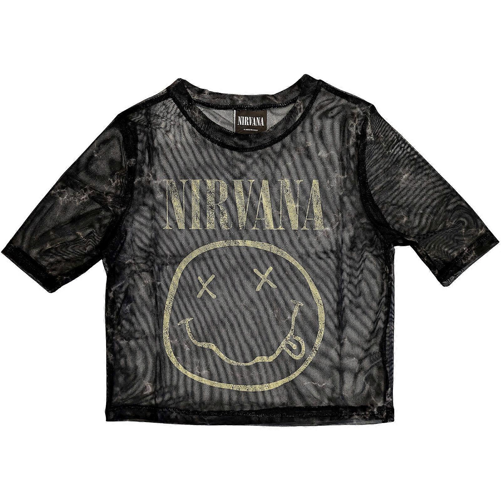 Nirvana Ladies Crop Top: Yellow Happy Face