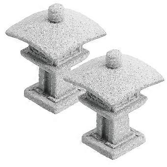 Lot de 2 statues de pagode miniatures de style japonais, lanternes de pagode, mini aménagement de jardin, lanternes de pagode