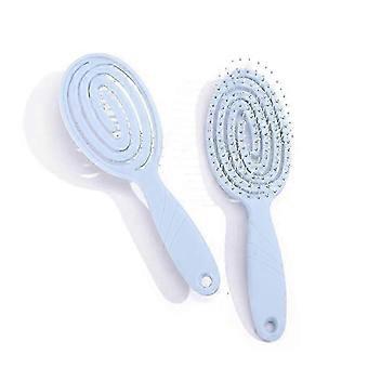 Organic Hair Brush for Curly and Long Hair - Detangling Coil Spring Brush (Blue)