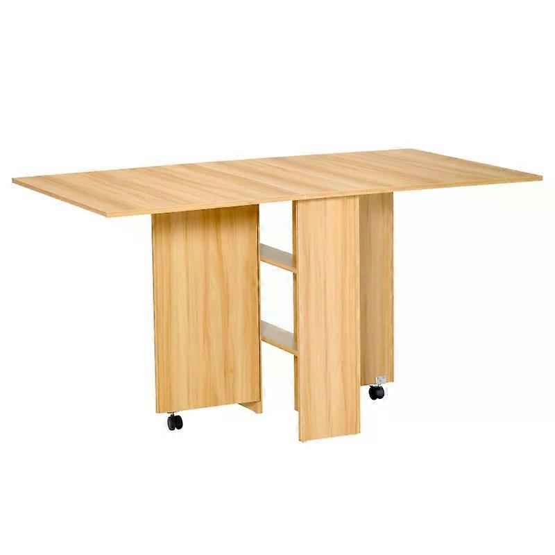 Folding Table with Rectangular Tabletop and Storage Shelves