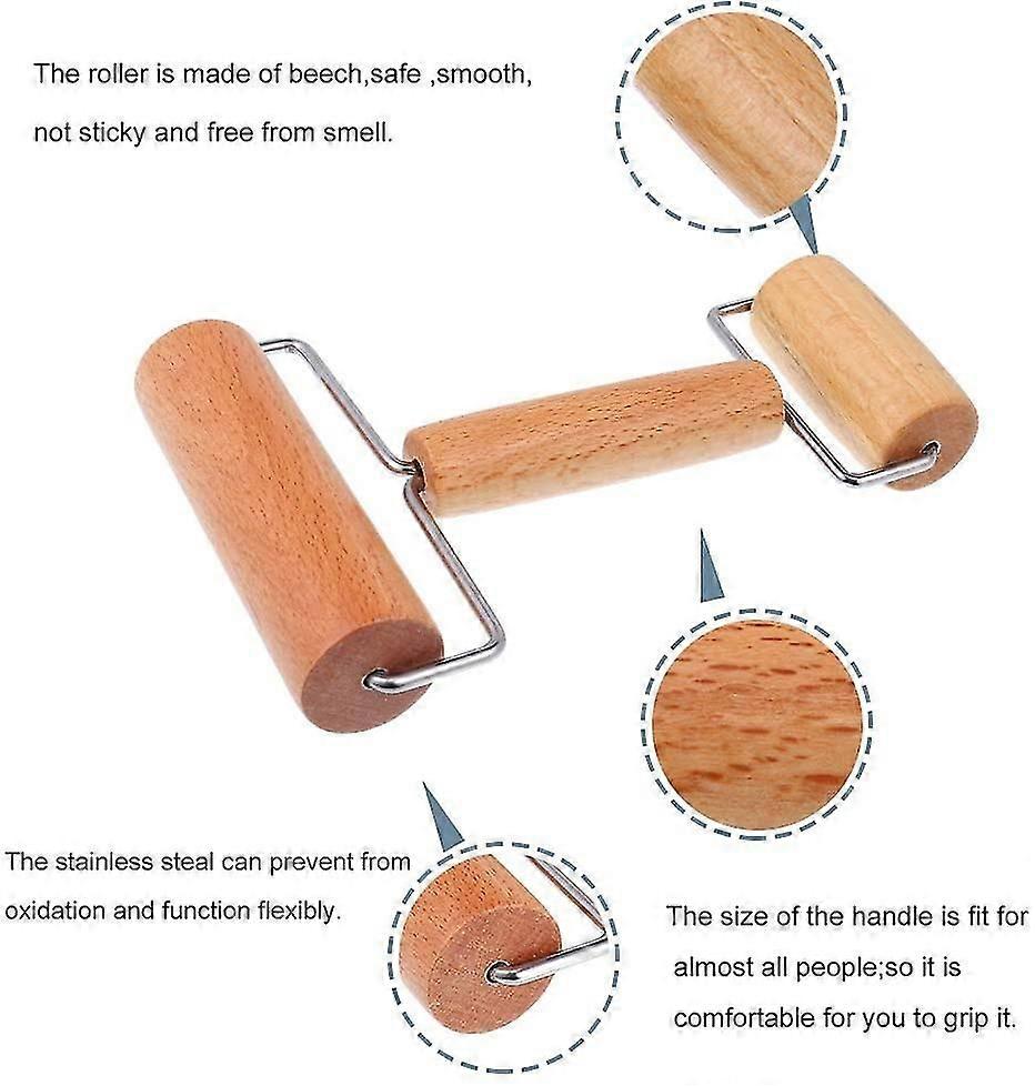 Rolling Pin Pizza Roller T-shape E H-shape Beech Wood (2 PCs)