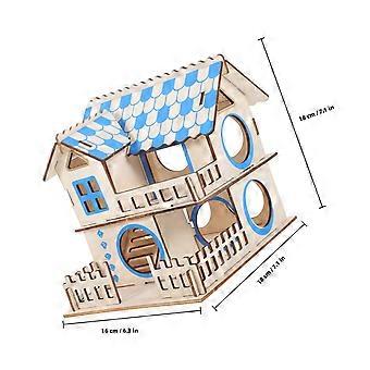 Log Wood Hamster House for Pet Use Double-Layer Detached Villa 1Pcs