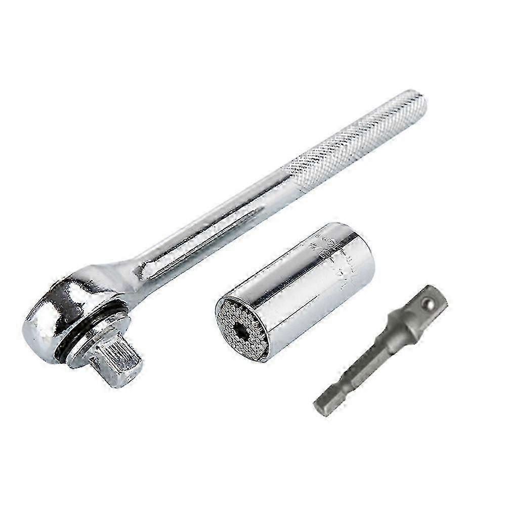 3pcs/set 7-19mm Universal Multi-Function Ratchet Wrench Universal Socket Hand Tools Repair Screwdriver 26-27