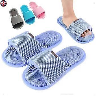 Silikon-Rückenbürste mit Fußmassage-Slipper, Peeling-Körperbürste für Dusche und Bad