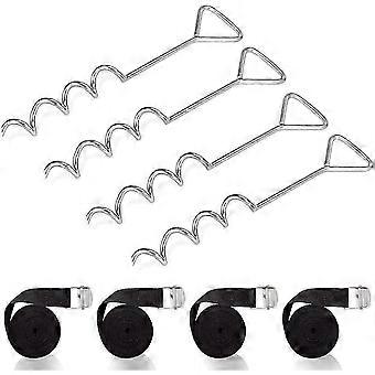 Trampolin-Anker-Set, Schwerlast-Trampolin-Anker-Kit, Bodenanker-Kit mit 4 Haken und Gurten