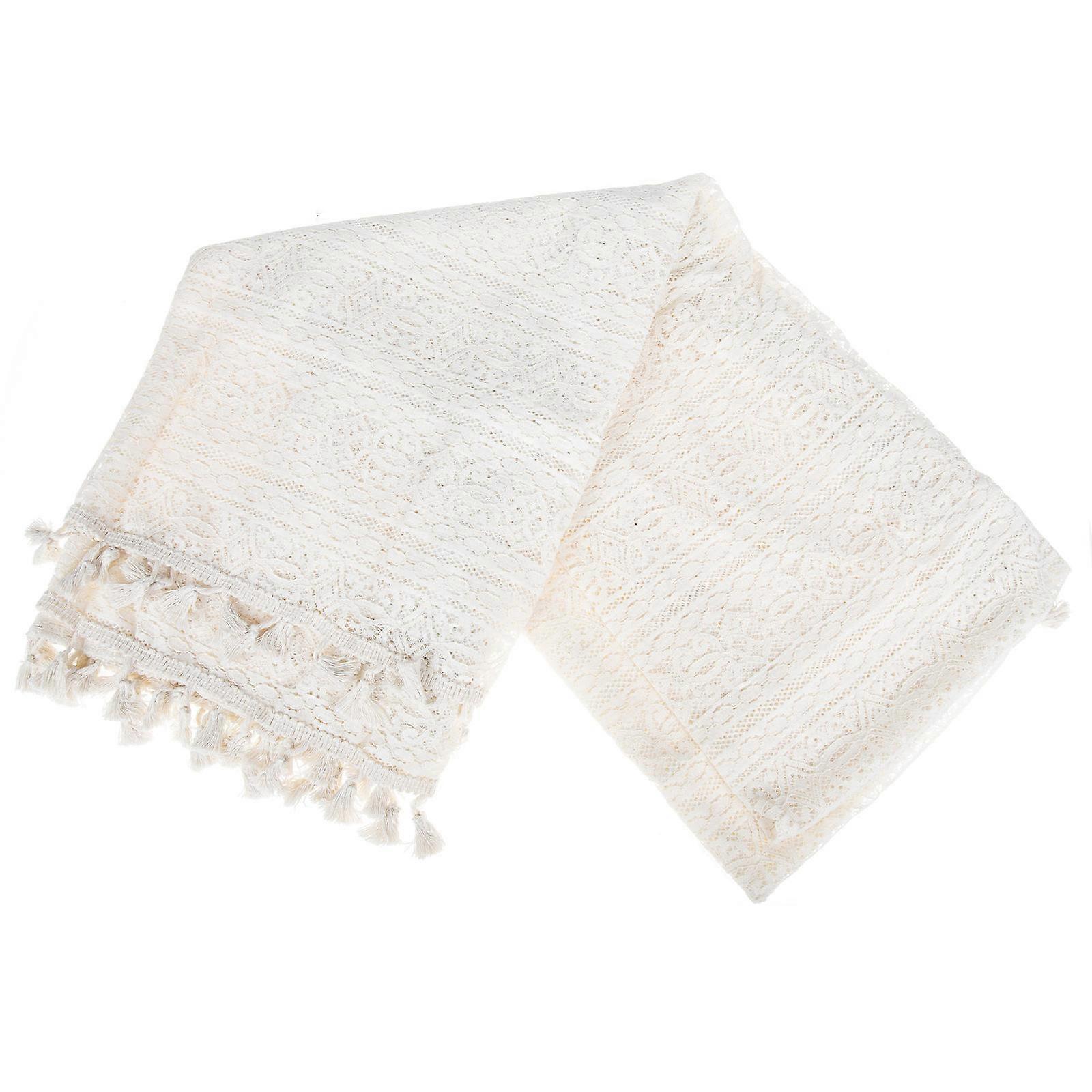 Crochet Tablecloth Retro Table Cloth for Dining Use 2Pcs Beige Set