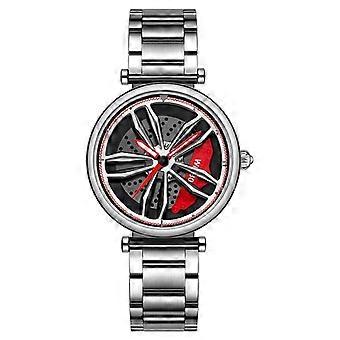 Stahlband Quarzuhr für Damen Silber Rot