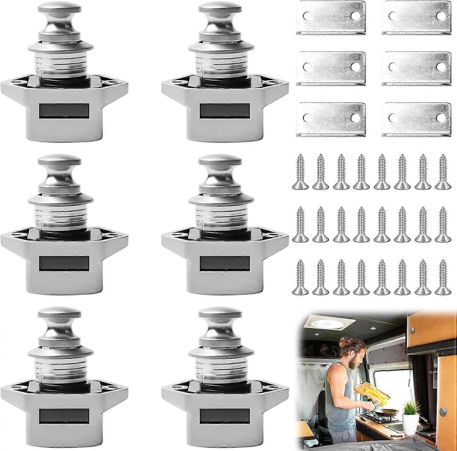6-piece push-button lock for camper vans, push-button lock for cabinet