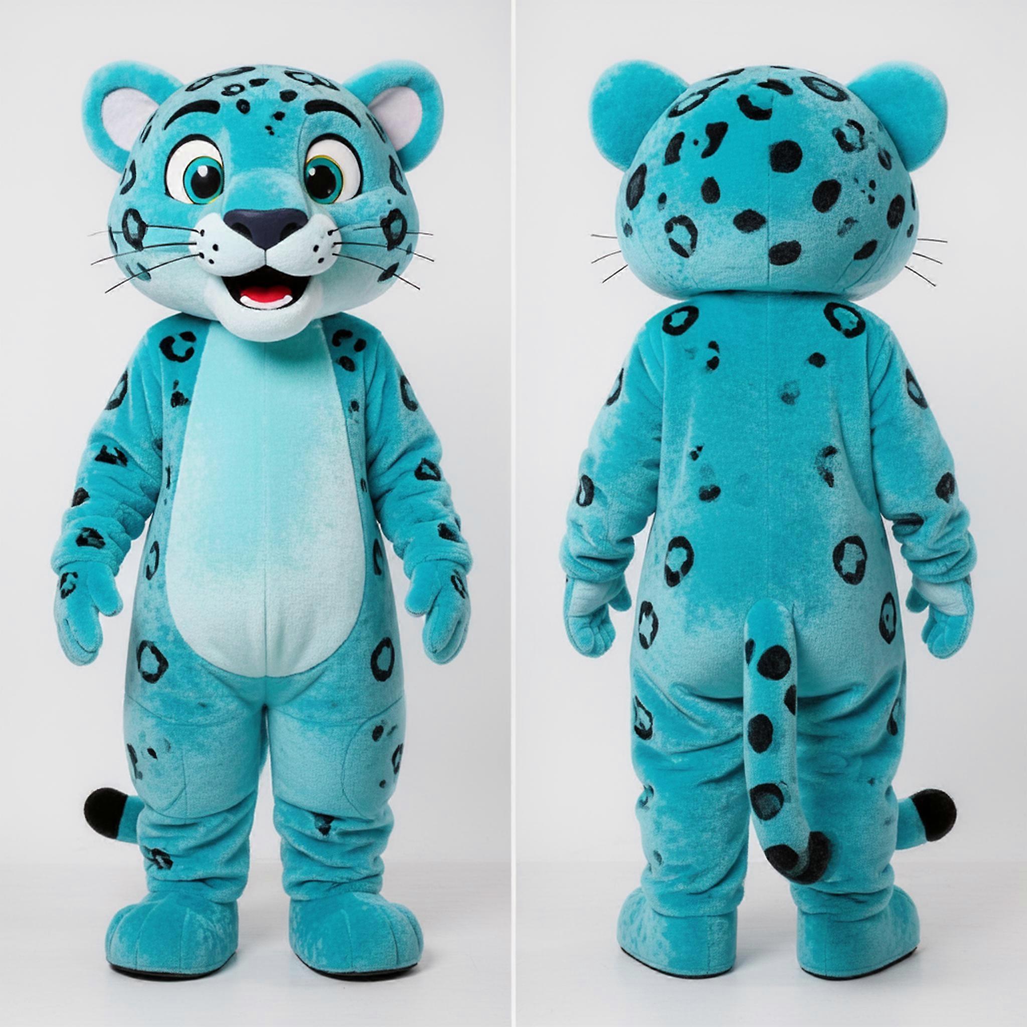 MASTICOT Cyan Plush Jaguar Mascot