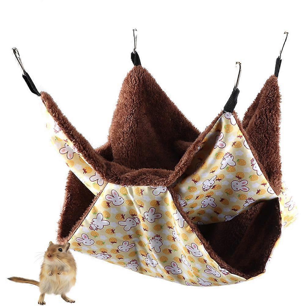 Yellow   Double Layer Interlayer Warm Hammock Hanging Bed House Sleeping Bag for   Small Pets