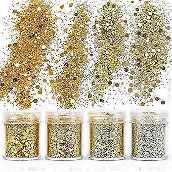 Goldener Glitzer-Kosmetik-Schimmer für Nägel, Gesicht, Körper und Haare – Festivaltauglich, grobe und feine Mischung