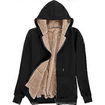 Warm Women Sherpa Lined Zip Hooded Sweatshirt Practical Side Pockets Design