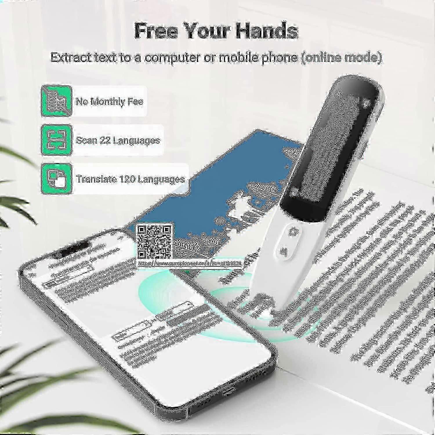 Digital Scanner Pen with OCR Reading and Text-to-Speech Function, Bluetooth-enabled Language Translation Device for Dyslexia Assistance