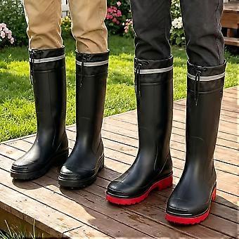 High-Top Waterproof Rain Boots, Slip-Resistant Wear-Resistant Drawstring Shoes for Farming Fishing Hiking Car Washing, Men Women