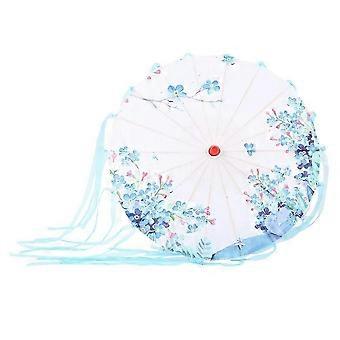Ombrello in nastro di seta, opera d'arte realizzata a mano, fotografia decorativa, accessorio per la danza, cosplay, ombrello blu acido di alta qualità