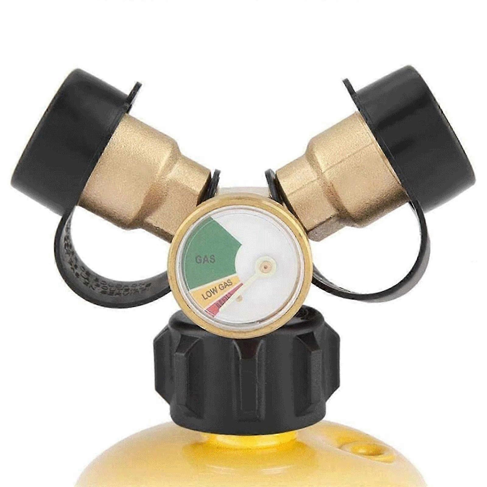 Brass Two-Way Propane Splitter with Gauge