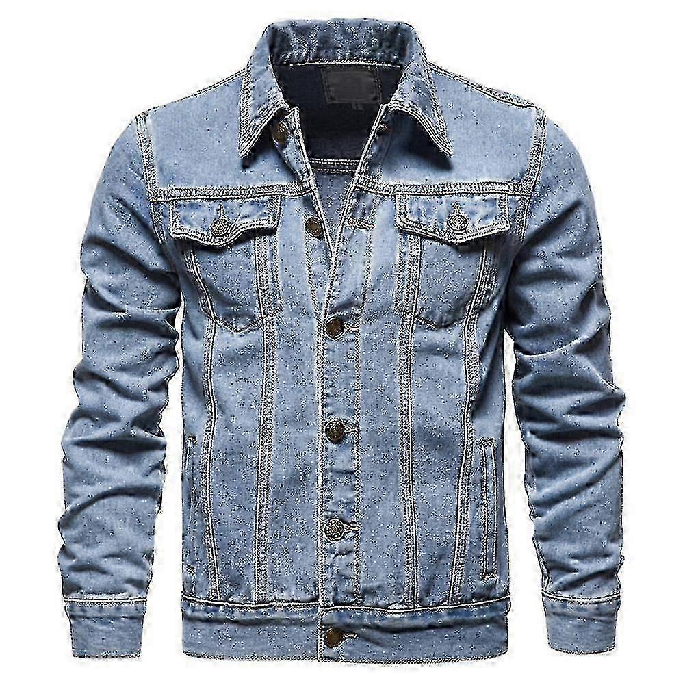 Mens Classic Lapel Button Denim Jacket