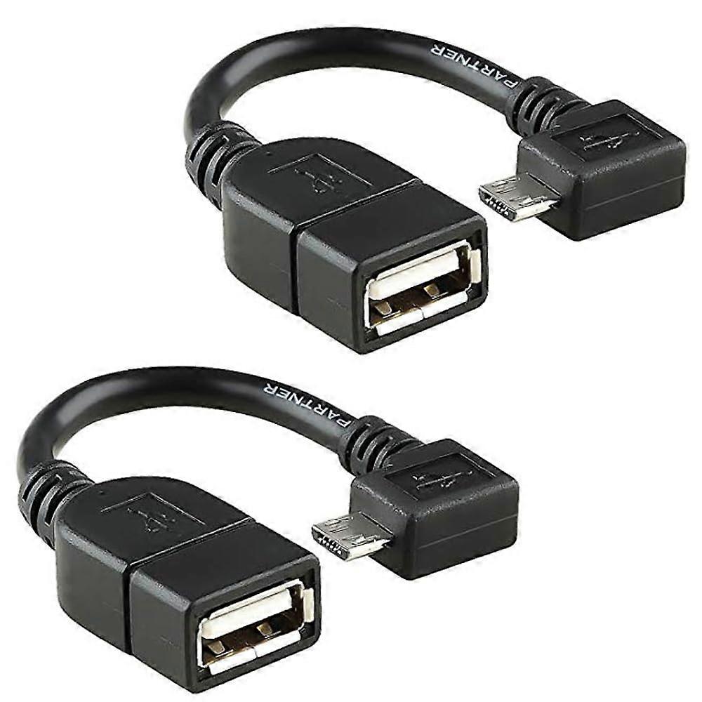 Right Angle MicroUSB OTG Cable 2 Pack for Raspberry Pi Zero v1.3, Compact Host Adapter Plug and Play