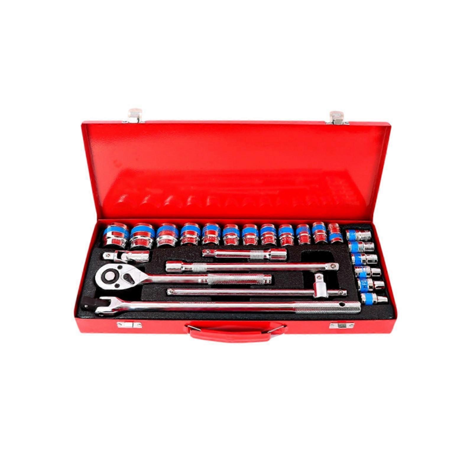 24 Pieces Socket Wrench Kit Robust Tools Compatible for Workshop, Mechanics