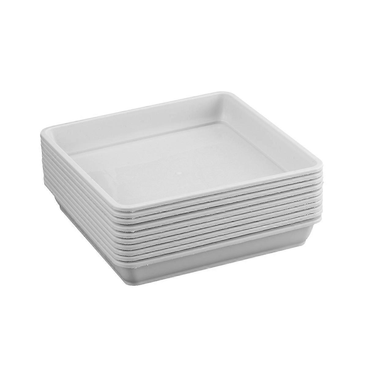10-Pack White Square Pot Saucers