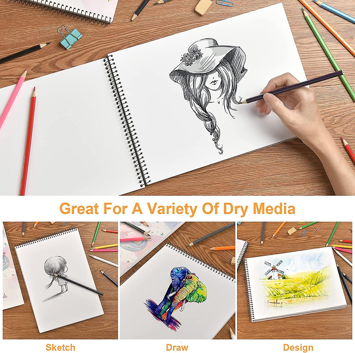 DagouColor Spirale Carnet Aquarelle, 3-Pack, 30 Feuilles, 5,5 "x8