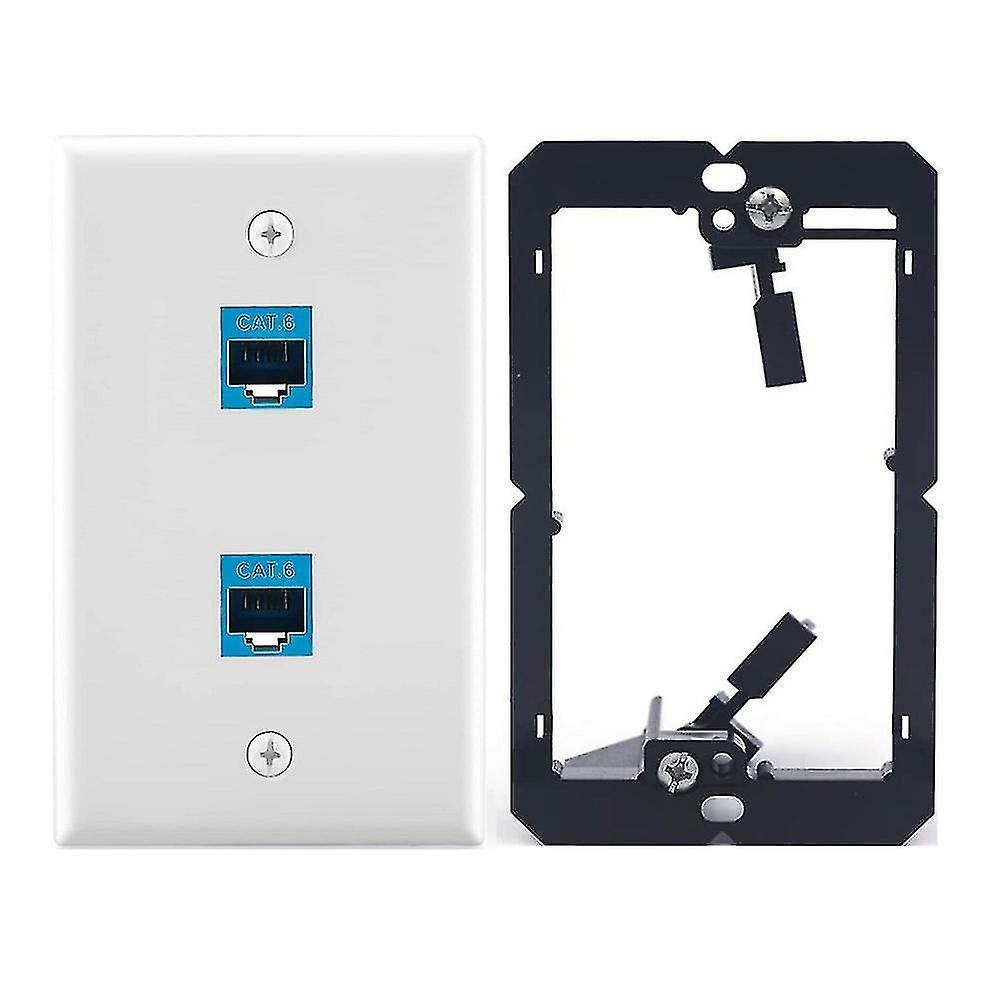 Ethernet Wall Plate With Low Voltage Mounting Bracket,single 2 Port Cat6 Ethernet Cable Wall Outlet