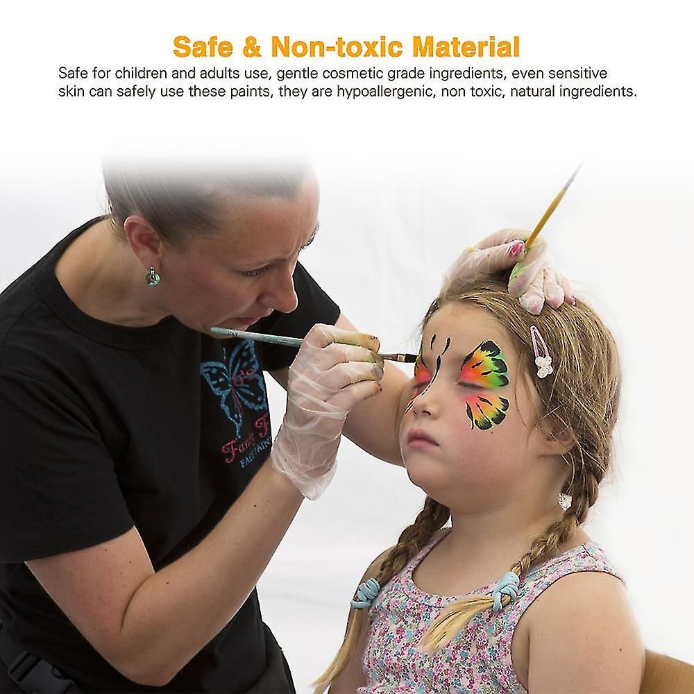 Face Kit 18 Washable Based Painting With 2 Brushes Safe Paints Palette For Skin Ch